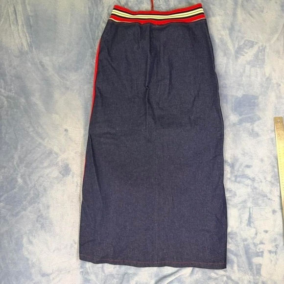 Vintage Moa red and blue maxi skirt with drawstring waist Size S - Picture 4 of 4